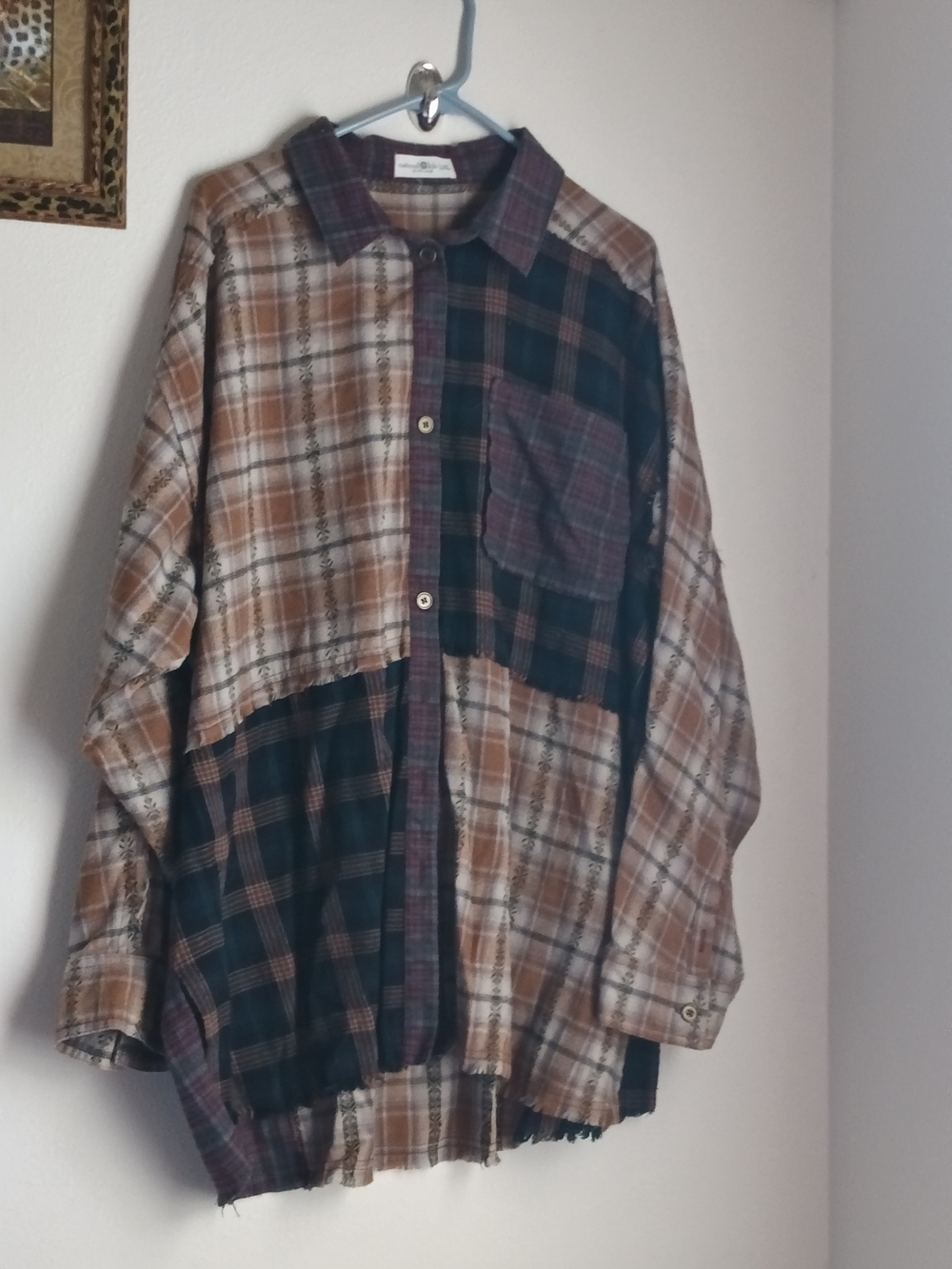Natural life Shirt Men L/XL Multi-Colors Mixed Plaid Button-Up Versatile Casual